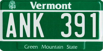 VT license plate ANK391