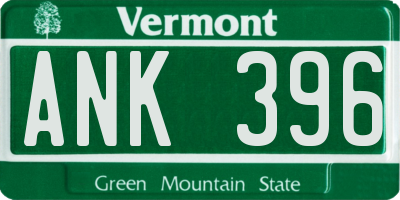 VT license plate ANK396