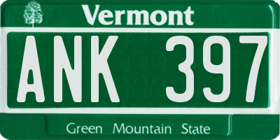 VT license plate ANK397