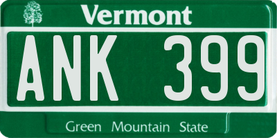VT license plate ANK399