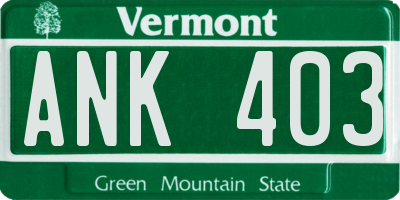 VT license plate ANK403