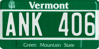 VT license plate ANK406