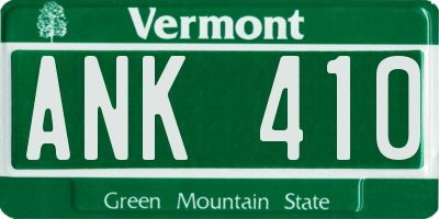 VT license plate ANK410