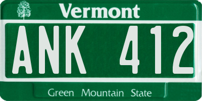 VT license plate ANK412