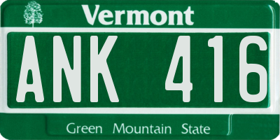 VT license plate ANK416