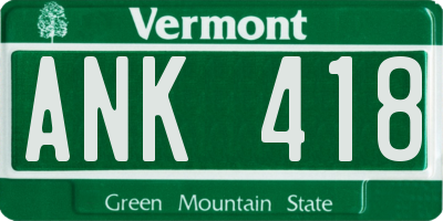 VT license plate ANK418
