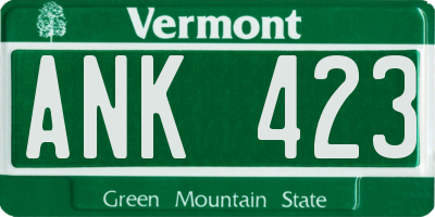 VT license plate ANK423