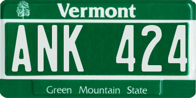 VT license plate ANK424