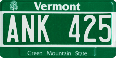VT license plate ANK425