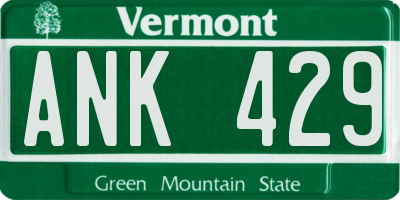 VT license plate ANK429