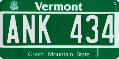 VT license plate ANK434