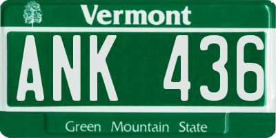 VT license plate ANK436