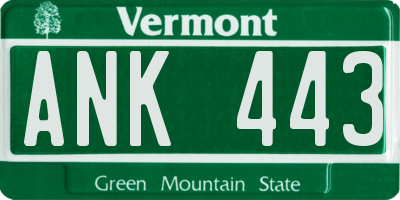 VT license plate ANK443