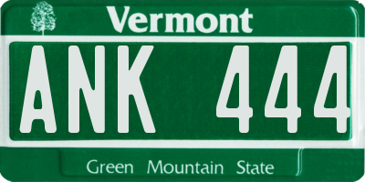 VT license plate ANK444