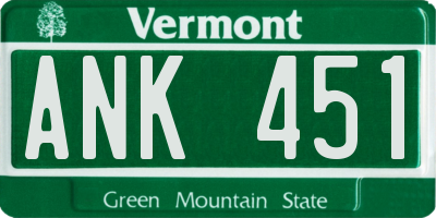 VT license plate ANK451