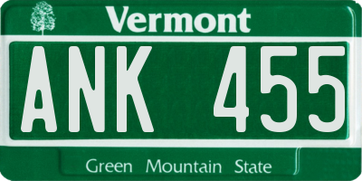 VT license plate ANK455