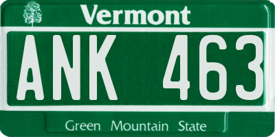 VT license plate ANK463