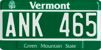 VT license plate ANK465