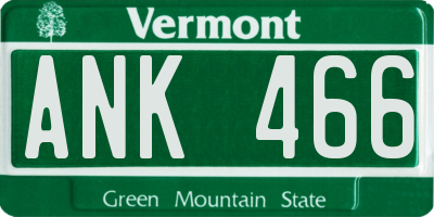 VT license plate ANK466