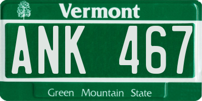 VT license plate ANK467