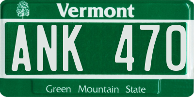 VT license plate ANK470