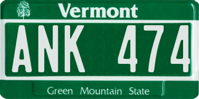 VT license plate ANK474