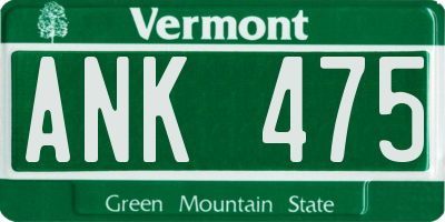 VT license plate ANK475