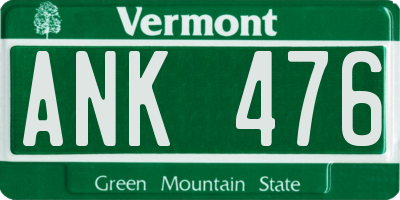 VT license plate ANK476