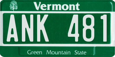 VT license plate ANK481
