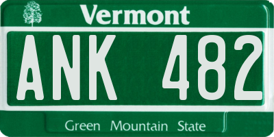 VT license plate ANK482
