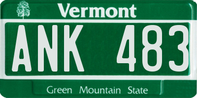 VT license plate ANK483