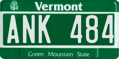 VT license plate ANK484