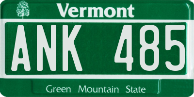 VT license plate ANK485