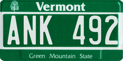VT license plate ANK492