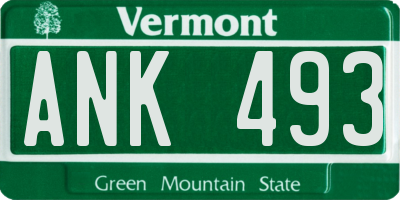 VT license plate ANK493