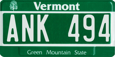 VT license plate ANK494
