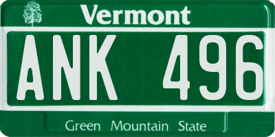 VT license plate ANK496