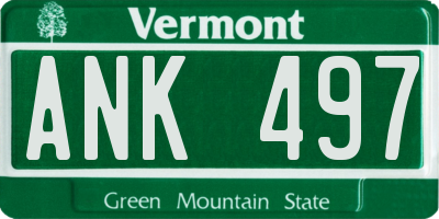 VT license plate ANK497