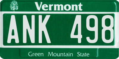 VT license plate ANK498