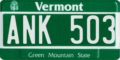 VT license plate ANK503
