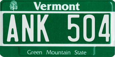 VT license plate ANK504
