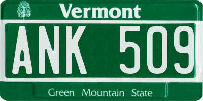 VT license plate ANK509