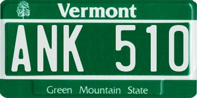 VT license plate ANK510