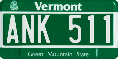 VT license plate ANK511