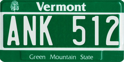 VT license plate ANK512