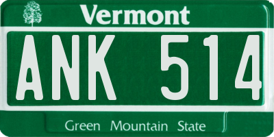 VT license plate ANK514