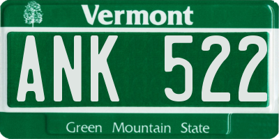 VT license plate ANK522