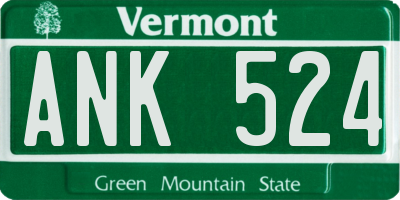 VT license plate ANK524