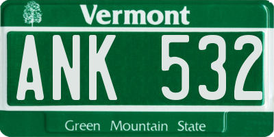 VT license plate ANK532