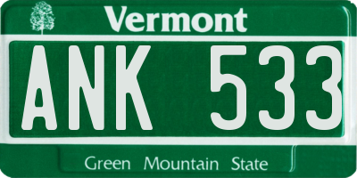 VT license plate ANK533